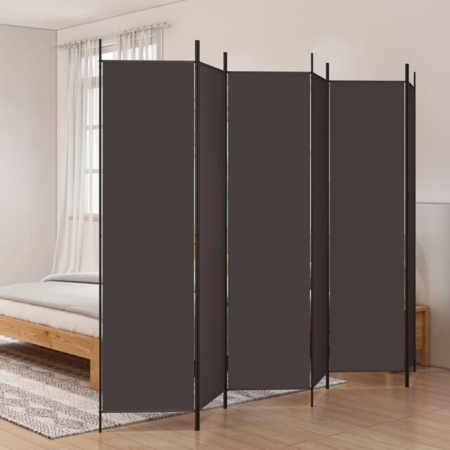 Berkfield Home 6-Panel Room Divider Brown 300x200 cm Fabric - image 1