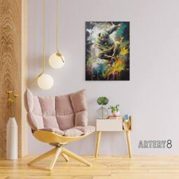 "Artery8 Breakdancer B Boy Dancing Paint Splatter Canvas Wall Art Print - Size: W18"" x H24""" - thumbnail 3
