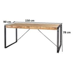 Indian Hub Cosmo Industrial Dining Table - Large - L90 x W150 x H78 cm in Brown - thumbnail 4