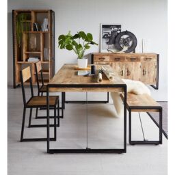 Indian Hub Cosmo Industrial Dining Table - Large - L90 x W150 x H78 cm in Brown - thumbnail 2