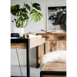 Indian Hub Cosmo Industrial Dining Table - Large - L90 x W150 x H78 cm in Brown - thumbnail 3