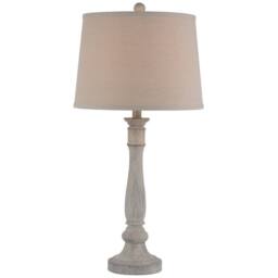 Lemon Pavilion Furniture and Decor Stella Table Lamp with Linen Shade - Resin - L36 x W36 x H74 cm White