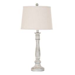 Lemon Pavilion Furniture and Decor Stella Table Lamp with Linen Shade - Resin - L36 x W36 x H74 cm White - thumbnail 2