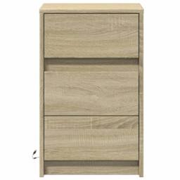 Berkfield Home Bedside Cabinet with LED Lights Sonoma Oak Engineered Wood in Light Tan - thumbnail 6