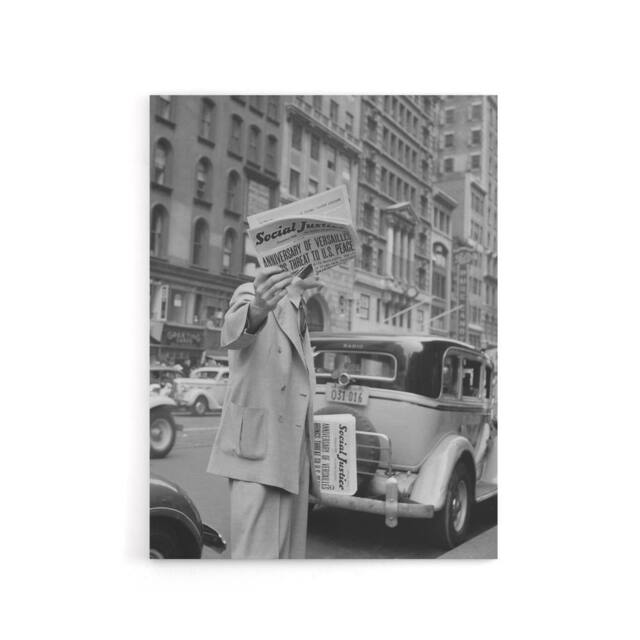 "Artery8 Social Justice Newsboy Dorothea Lange Canvas Wall Art Print in Grey - Size: W12"" x H16""" - image 1