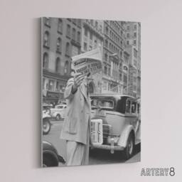 "Artery8 Social Justice Newsboy Dorothea Lange Canvas Wall Art Print in Grey - Size: W12"" x H16""" - thumbnail 2
