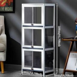 Kelvenix 3-Tier Acrylic Showcase & Storage Display Cabinet in White - Size: 0.6m2 - thumbnail 2