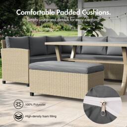 VonHaus Kos 9 Seater Rattan Garden Furniture Dining Set in Grey - thumbnail 4