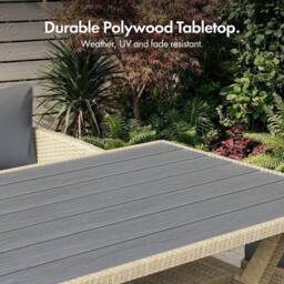 VonHaus Kos 9 Seater Rattan Garden Furniture Dining Set in Grey - thumbnail 5
