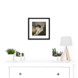 Artery8 Bakker Korff Two At Their Sewing Painting 8X8 Inch Square Wooden Framed Wall Art Print Picture with Mount in Black - thumbnail 2