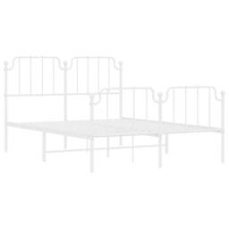 Berkfield Home Metal Bed Frame with Headboard & Footboard White 150x200 cm King Size - thumbnail 4