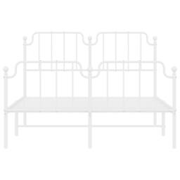 Berkfield Home Metal Bed Frame with Headboard & Footboard White 150x200 cm King Size - thumbnail 5