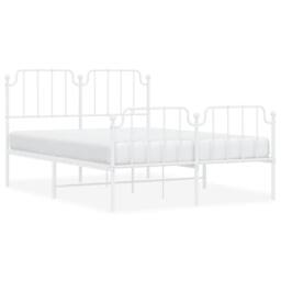 Berkfield Home Metal Bed Frame with Headboard & Footboard White 150x200 cm King Size - thumbnail 2