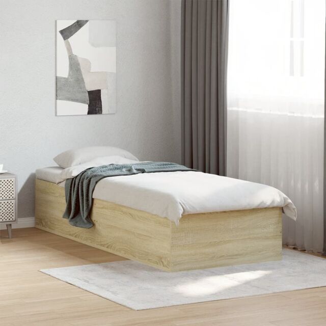 Berkfield Home Bed Frame without Mattress Sonoma Oak 75x190 cm Small Single Engineered Wood in Brown - image 1