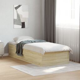 Berkfield Home Bed Frame without Mattress Sonoma Oak 75x190 cm Small Single Engineered Wood in Brown - thumbnail 1