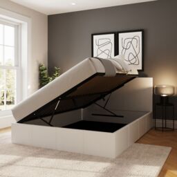 GFW Side Lift Ottoman Storage Bed in White - Size: Small Double - thumbnail 2