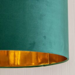 ValueLights Reni Green Velvet with Metallic Gold Inner Easy Fit Ceiling Lamp Shade in Bottle Green - Size: Medium - thumbnail 4