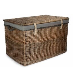 Red Hamper Wicker Large Antique Wash Storage Basket in Grey - thumbnail 3