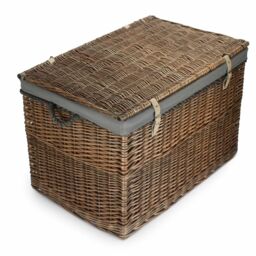 Red Hamper Wicker Large Antique Wash Storage Basket in Grey - thumbnail 2