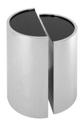 Orsina Set of 2 End Tables With Black Glass Tops, Silver Semi-Circular Settee Tables, Bedside Tables, Small Tables - thumbnail 3
