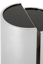 Orsina Set of 2 End Tables With Black Glass Tops, Silver Semi-Circular Settee Tables, Bedside Tables, Small Tables - thumbnail 5