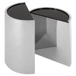 Orsina Set of 2 End Tables With Black Glass Tops, Silver Semi-Circular Settee Tables, Bedside Tables, Small Tables - thumbnail 4