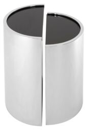 Orsina Set of 2 End Tables With Black Glass Tops, Silver Semi-Circular Settee Tables, Bedside Tables, Small Tables