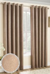 Enhanced Living 'Vogue' Latte Eyelet Thermal Noise Reducing Dim Out Curtains Pair in Natural - Size: 117 cm width x 229 cm drop