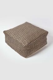 Homescapes Patterned Large Square Pouffe in Black - thumbnail 3