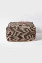 Homescapes Patterned Large Square Pouffe in Black - thumbnail 1