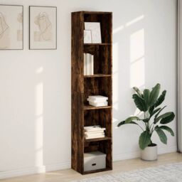 Berkfield Home Bookcase Smoked Oak 40x30x189 cm Engineered Wood in Brown - Size: 40 x 30 x 189 cm - thumbnail 3