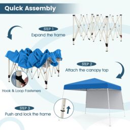 Costway 300 x 300 cm Pop up Canopy Tent Portable Backpack w/1 Sidewall in Blue - thumbnail 7