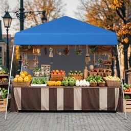 Costway 300 x 300 cm Pop up Canopy Tent Portable Backpack w/1 Sidewall in Blue - thumbnail 5