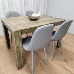 KOSY KOALA Modern Dining Table Set With 4 Grey Gem Pattern Chairs Dining Room Furniture in Brown - thumbnail 3