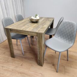 KOSY KOALA Modern Dining Table Set With 4 Grey Gem Pattern Chairs Dining Room Furniture in Brown - thumbnail 8
