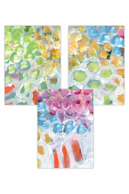 ARTZE Set of 3 Abstract Summer Fruits Art Posters in Bright Green - Size: W50 cm x H70 cm - image 1