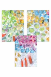 ARTZE Set of 3 Abstract Summer Fruits Art Posters in Bright Green - Size: W50 cm x H70 cm - thumbnail 1
