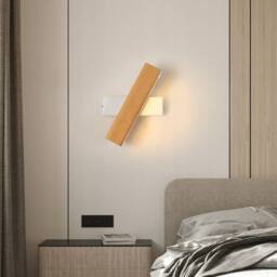 COMELY Indoor Wall Lights, 4W 360 Degree Rotatable Wooden Wall Lights, 3000K in White - thumbnail 4