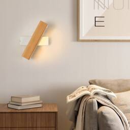 COMELY Indoor Wall Lights, 4W 360 Degree Rotatable Wooden Wall Lights, 3000K in White - thumbnail 2