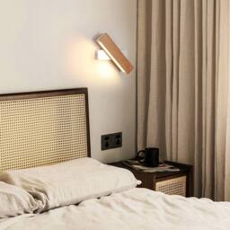 COMELY Indoor Wall Lights, 4W 360 Degree Rotatable Wooden Wall Lights, 3000K in White - thumbnail 3