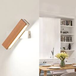 COMELY Indoor Wall Lights, 4W 360 Degree Rotatable Wooden Wall Lights, 3000K in White - thumbnail 6