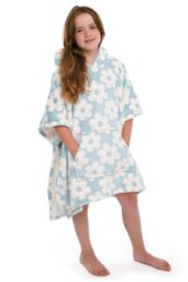 Bedlam Women's 'Retro Flower' Super Cosy Plush Hooded Throw in Duck Egg Blue - thumbnail 2