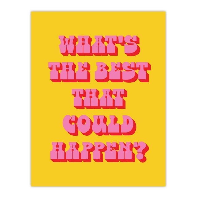 "Artery8 What's The Best That Could Happen Yellow Pink Wall Art Print - Size: W12"" x H16""" - image 1