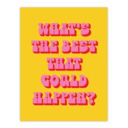"Artery8 What's The Best That Could Happen Yellow Pink Wall Art Print - Size: W12"" x H16""" - thumbnail 1