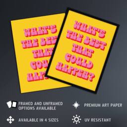 "Artery8 What's The Best That Could Happen Yellow Pink Wall Art Print - Size: W12"" x H16""" - thumbnail 2