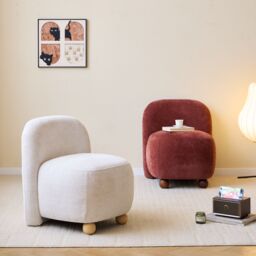 Nordlys Scandinavian Lounge Armchair with Wooden Legs & Fabric in Beige - thumbnail 6