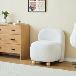 Nordlys Scandinavian Lounge Armchair with Wooden Legs & Fabric in Beige - thumbnail 7