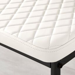 FurnitureboxUK Set of 4 Milan High Back Soft Touch Diamond Pattern Faux Leather Dining Chairs With Black Powder Coated Metal Legs in White - thumbnail 4