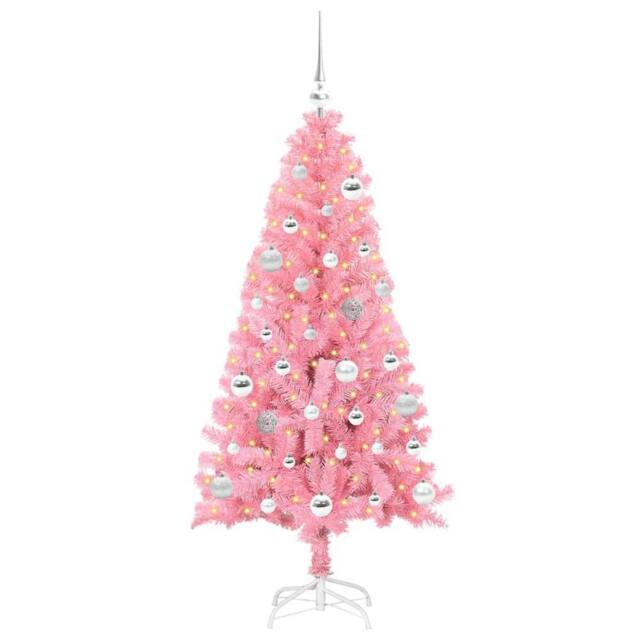 Berkfield Home Lush Christmas Tree with 150 LEDs with Stand Pink 150 cm PVC - image 1