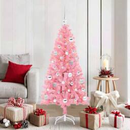 Berkfield Home Lush Christmas Tree with 150 LEDs with Stand Pink 150 cm PVC - thumbnail 2